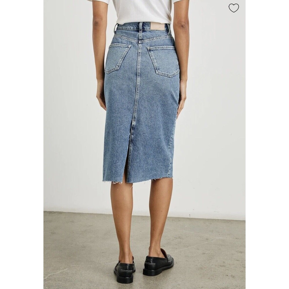 Yellowstone Beth Dutton Rails Light Blue Denim Midi Skirt - Picture 3 of 9